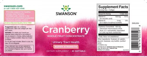 Swanson Cranberry Tőzegáfonya Vörös áfonya 12:1 konc. 420mg 60 kapszula 