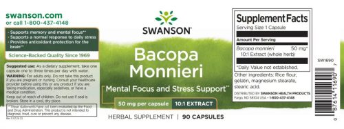 Swanson Bacopa Monnieri 50mg 90 kapszula