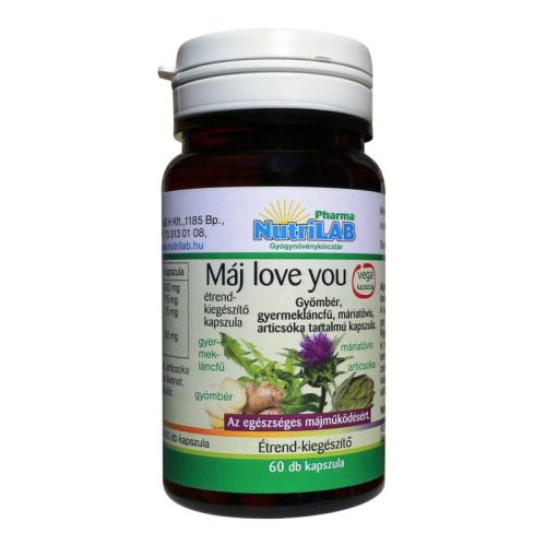 NutriLAB Máj love you  Gyermekláncfű Articsóka Gyömbér Máriatövis kivonat 60 kapszula 