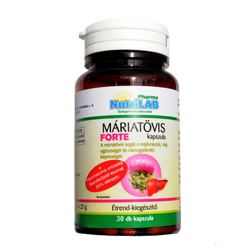NutriLAB Máriatövis forte 375mg 30 kapszula Silimarin
