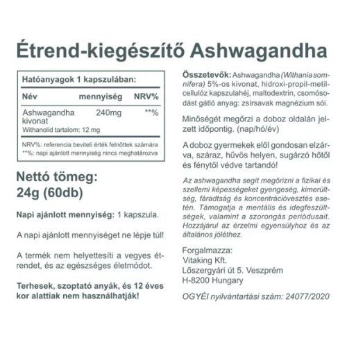 Vitaking Ashwaganda kivonat 240 mg 60 kapszula