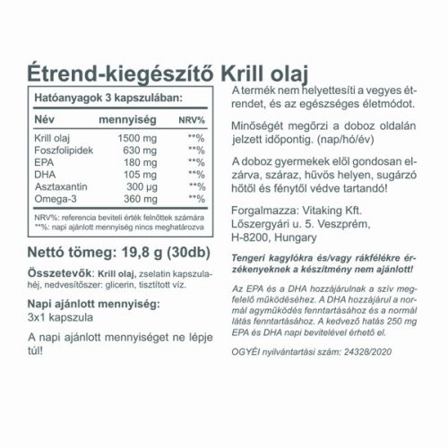 Vitaking VitaKrill olaj 500mg 30 lágyzselatin 