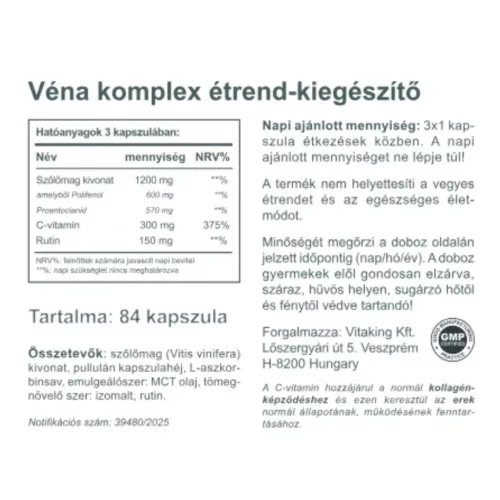 Vitaking Vadgesztenye Komplex véna visszér 60 tabletta  