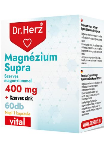 Dr. Herz Magnézium Supra 400 mg + Szerves Cink 60 db 