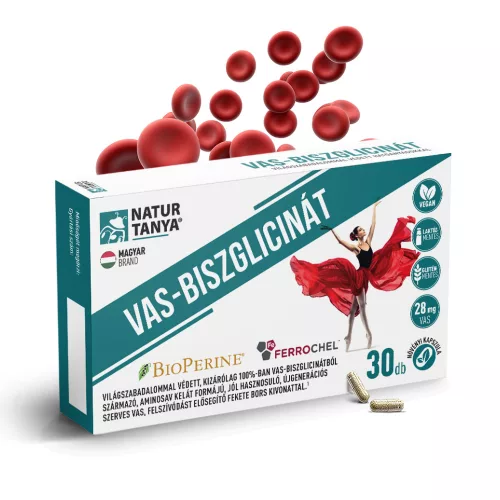 Natur Tanya  Vas- Biszglicinát - Világszabadalommal védett vegán vaspótló 30db kapszula
