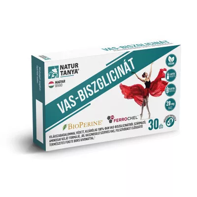Natur Tanya  Vas - Biszglicinát Világszabadalommal védett vegán vaspótló 3x1 doboz TRIO pack 3x30db kapszula csomagban olcsóbb!