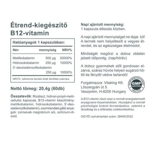 Vitaking B12-vitamin 1000µg 60 kapszula