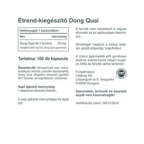 Dong Quai kivonat 100 vegán kapszula Vitaking