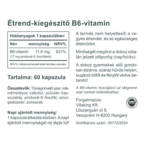 Vitaking B6-vitamin (P5P) 11,6mg 60 kapszula