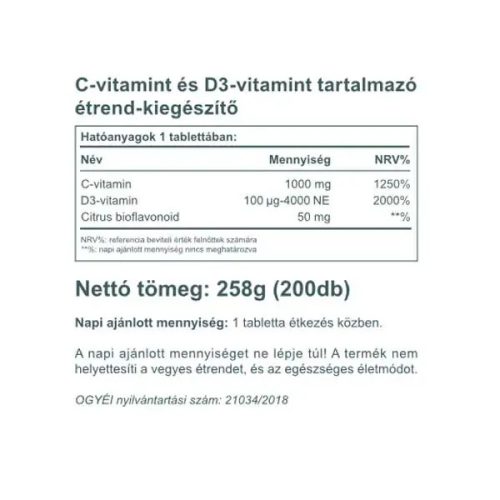 Vitaking C-1000+ D-4000 komplex 200 db tabletta
