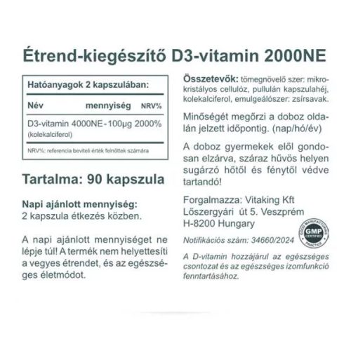 Vitaking D3-vitamin 2000NE 90 kapszula
