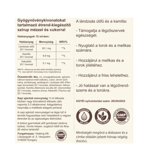 Vitaking Lándzsás útifű szirup 150ml 