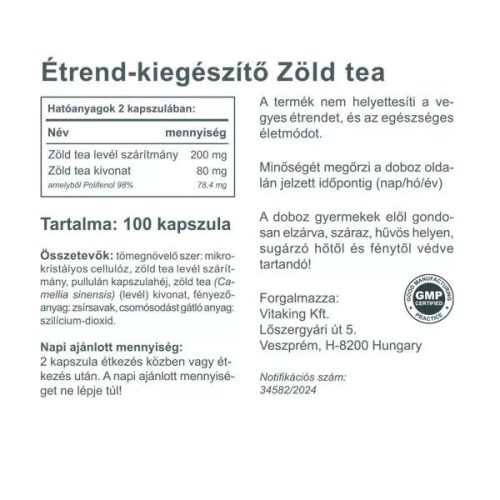 Vitaking Vitaking Zöld Tea polifenolokkal 100 kapszula