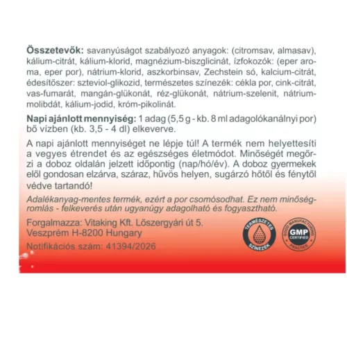 Vitaking Elektrolit Italpor Eper ízű 30 adag 145 g