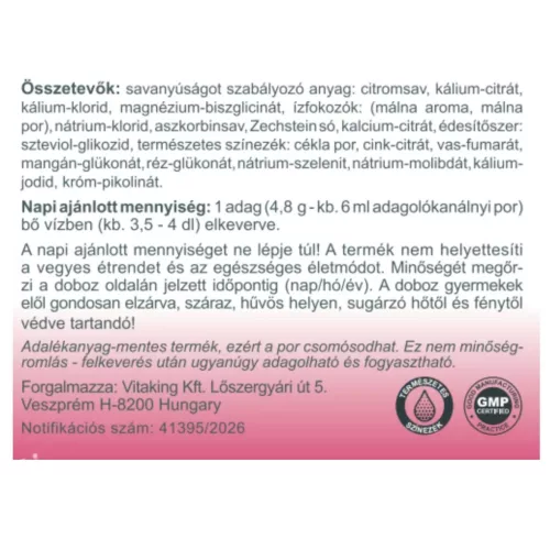 Vitaking Elektrolit Italpor Málna ízű 30 adag 145 g