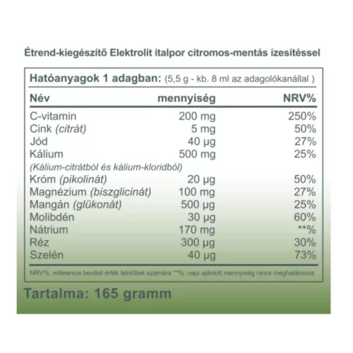 Vitaking Elektrolit Italpor Citrom- menta ízű 30 adag 145 g