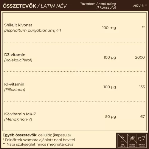 Myrobalan Vita - D - D3 vitamin K1+K2 vitaminokkal és shilajittal 60 db kapszula
