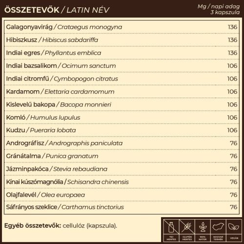 Myrobalan ShiVa vérnyomáscsökkentő gyógynövény-komplex 60 db vegán kapszula 