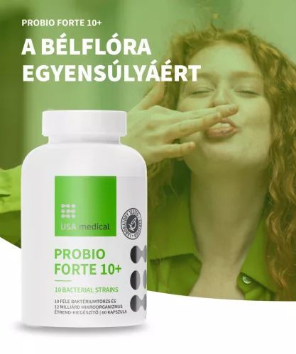 USA medical PROBIO FORTE 10+ Bélflóra támogató 10 féle baktérium törzzsel 60 db kapszula