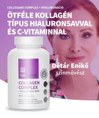 USA Medical Collagen Komplex kapszula 5 kollagén típussal és Hialuronnal 60 kapszula
