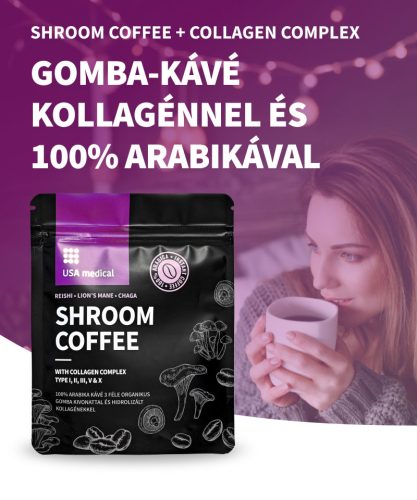 USA medical Shroom Coffee Gomba kávé kollagénnel és 100% arabikával 102 g
