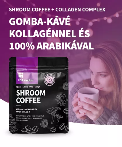 USA medical Shroom Coffee Gomba kávé kollagénnel és 100% arabikával 102 g