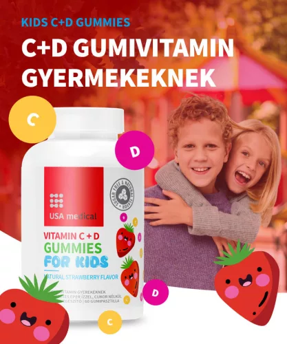 Usa Medical Vitamin C + D Gummies for kids C+D 60 db gumivitamin gyerekeknek