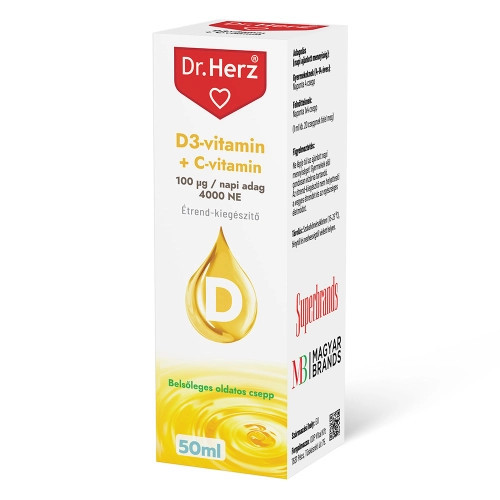 Dr. Herz D3-vitamin + C vitamin csepp 50ml étrend kiegészítő