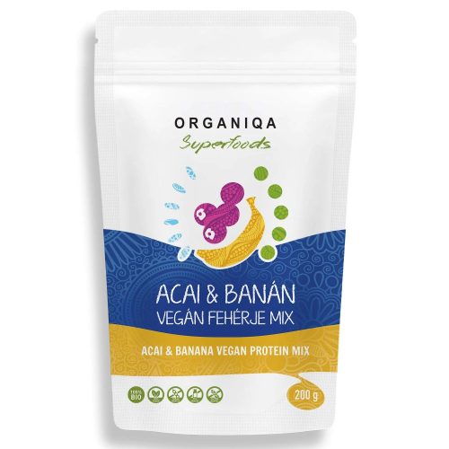 Organiqa Bio Acai-Banán Vegán Fehérje Mix 200g 