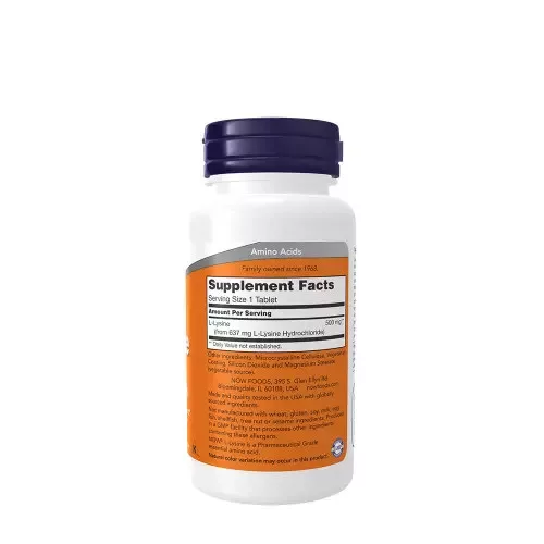 Now Foods L-Lysine 500 mg esszeciális aminosav 100 db tabletta