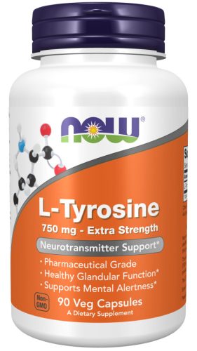 Now Foods L-Tyrosine Extra Strength Tirozin extra erős 750 mg 90 vegán kapszula