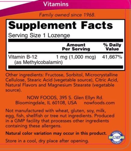 Now Foods Methyl B-12 1000 mcg 100 db szopogató tabletta