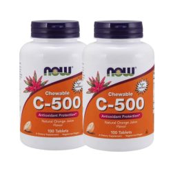   Now Foods C vitamin 500mg Narancs rágótabletta 2x1 doboz DUO pack 2x100db csomagban olcsóbb!