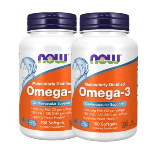 Now Foods Omega 3 Halolaj Molecularly Distilled 2x1 doboz DUO pack 2x100 lágykapszula csomagban olcsóbb!