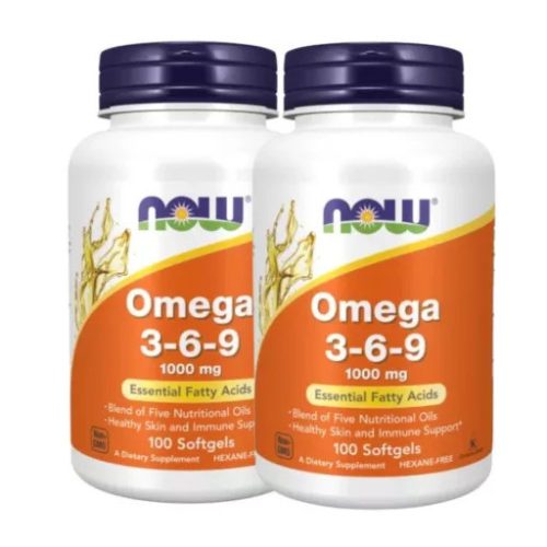 Now Foods Omega 3-6-9 csomag 2x1 doboz DUO pack 2x100 db lágyzselatin kapszula csomagban olcsóbb!