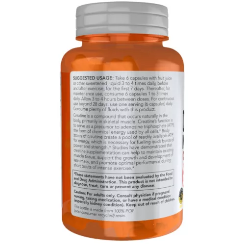 Now Foods Creatine Monohydrate 750 mg Kreatin 120 db vegán kapszula