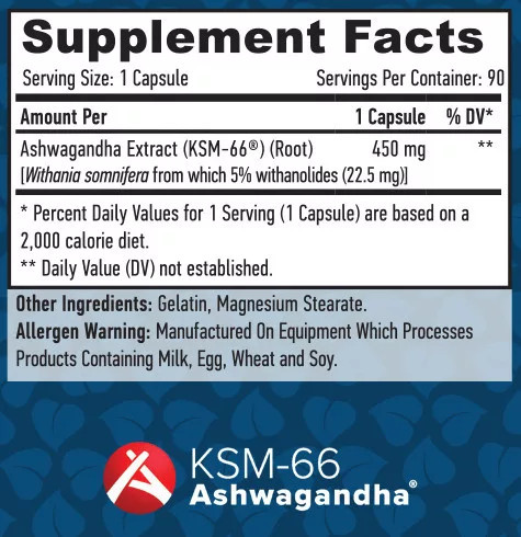 Haya Labs - Ashwagandha KSM-66 450mg / 90 kapszula 