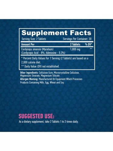 Haya Labs Cordyceps 500mg 60 tabletta Hernyó lepkefű