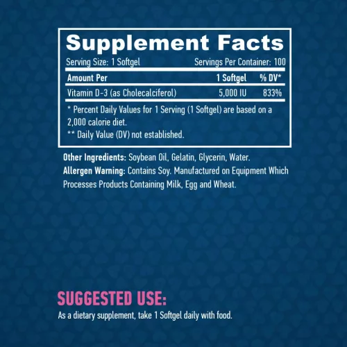 Haya Labs D3 vitamin 5000 NE 100 db lágyzselatin kapszula